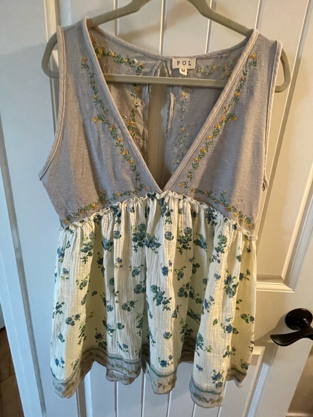 POL Lavender Ribbed Tank with Cream Floral Skirt